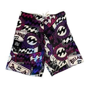 Billabong Mens Boardshorts Skulls Bad Billy Logo Purple White Size 36